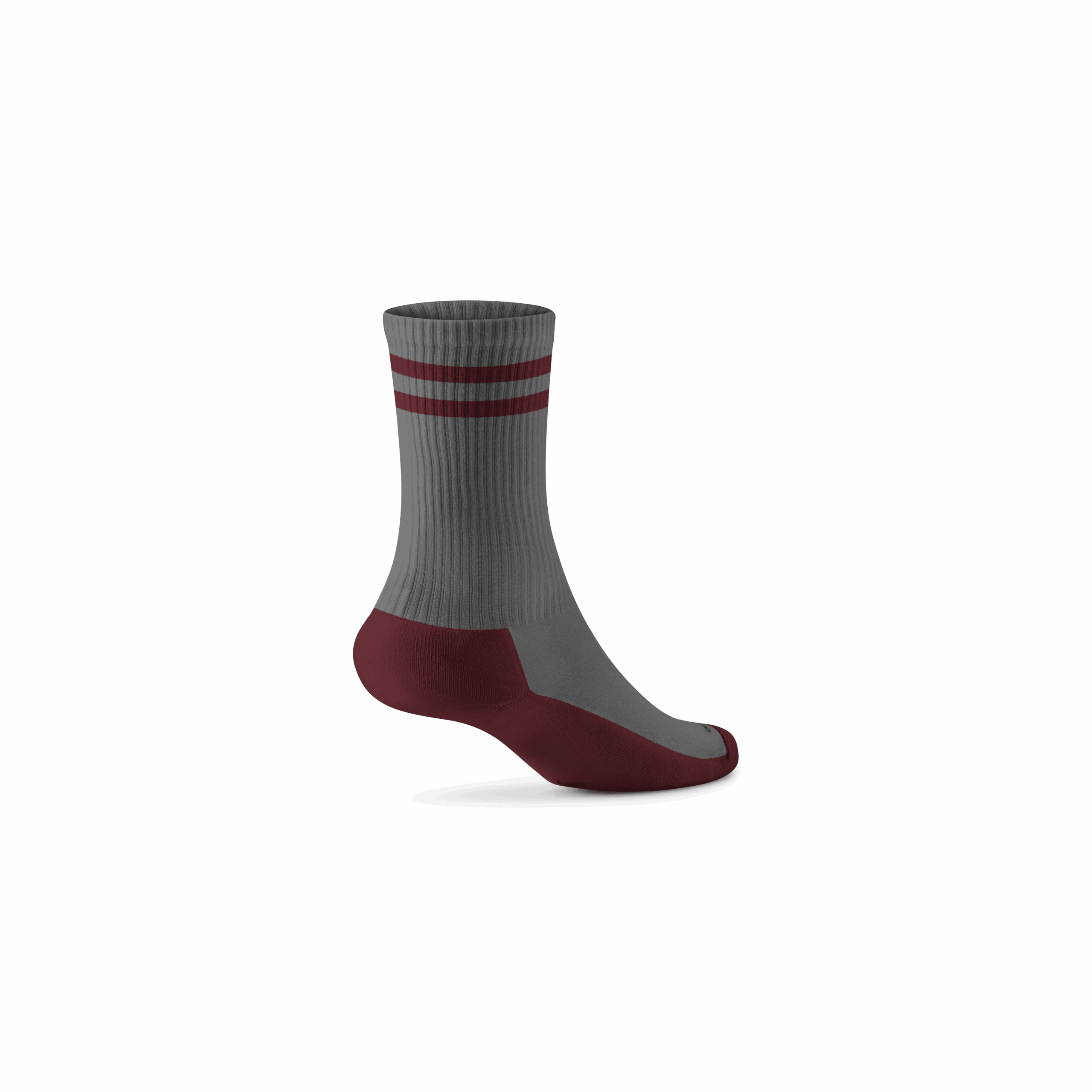 Anytime Crew Sock - Medium Grey/Hazy Burgundy Stripe - Image 2