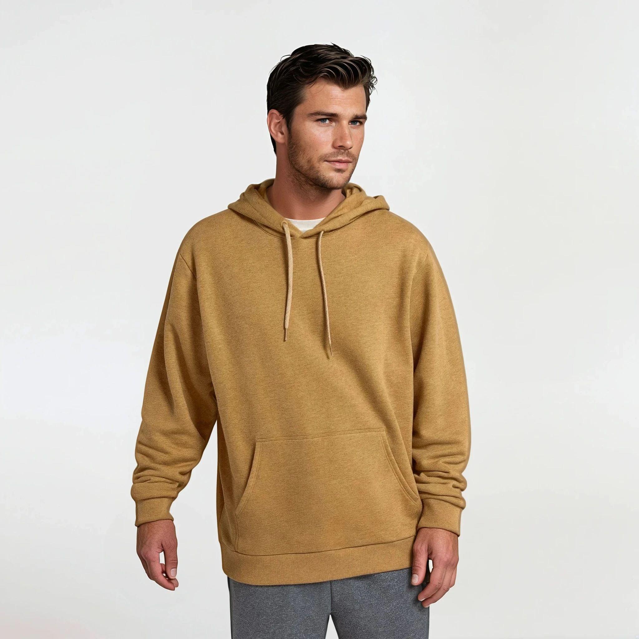 Unisex Merino Blend Hoodie - Stony Beige Heather - Image 2